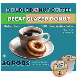 Double Donut Medium Roast Decaf Coffee Pods, Glazed Donut Flavored, for Keurig K-Cup Machines, 20 Single-Serve Capsules per Box