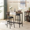 Tatub Bar Table and 2 Chairs Set, Industrial Style Bar