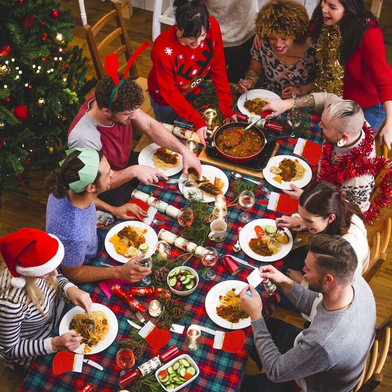 CCINEE 24PCS Christmas Socks Decoration Tableware Holders Red Felt Christmas