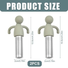 WeddHuis Pack of 2 Tea Infuser 304 Stainless Steel Tea Strainer Tea Filter with Handles Tea Strainer Tea Infuser Cup Fine Mesh Tea Strainer for Loose Tea Coffee Spices (Grey)