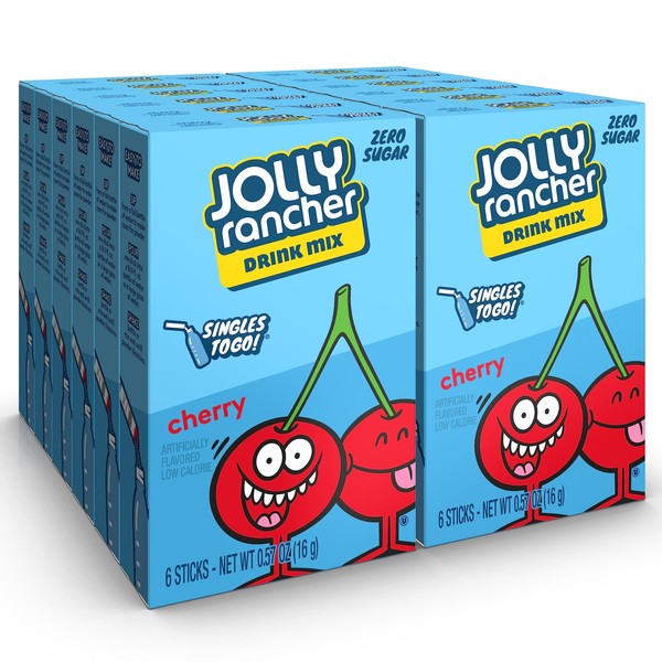 Jolly Rancher Singles To Go Drink Mix - Chery Flavored Powder Packets - 12 Boxes with 6 Packets in Each Box - 72 Total Servings - 72 Count - Enjoy Anywhere and Anytime with Friends and Family