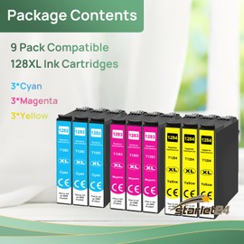 9er T1282 C Printer Cartridges Compatible with Epson T1282 Cyan T1283 Magenta T1284 Yellow T1285 for Epson Stylus Office BX305f BX305fd BX305fw SX435w S22 SX125 SX130 SX230 SX235w SX42 00W 0W 0W 5W