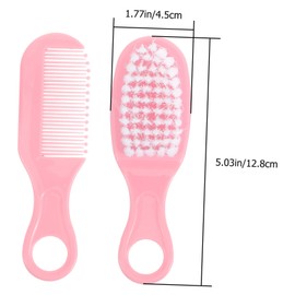 LIFKOME 1Set Brush and Comb Gentle Massage Hair Tool Kit for Newborns Promotes and Brain Development Soft Pink Color for Shower and Registry