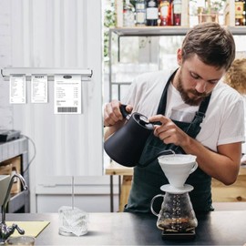 Elesunory 4 Pcs Ticket Holder for Restaurant, Receipt Holder for Restaurant, Keep Orders Organized, 16 in Sliver Aluminum Slide Check Rack and 5.5 in Receipt Spike for Kitchen Office Cafes Bar