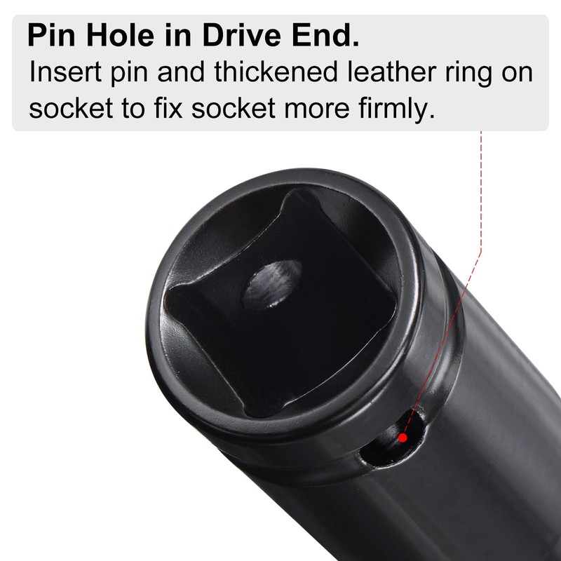 uxcell 1/2" Drive 17mm 6-Point Deep Sockets 3" Length with