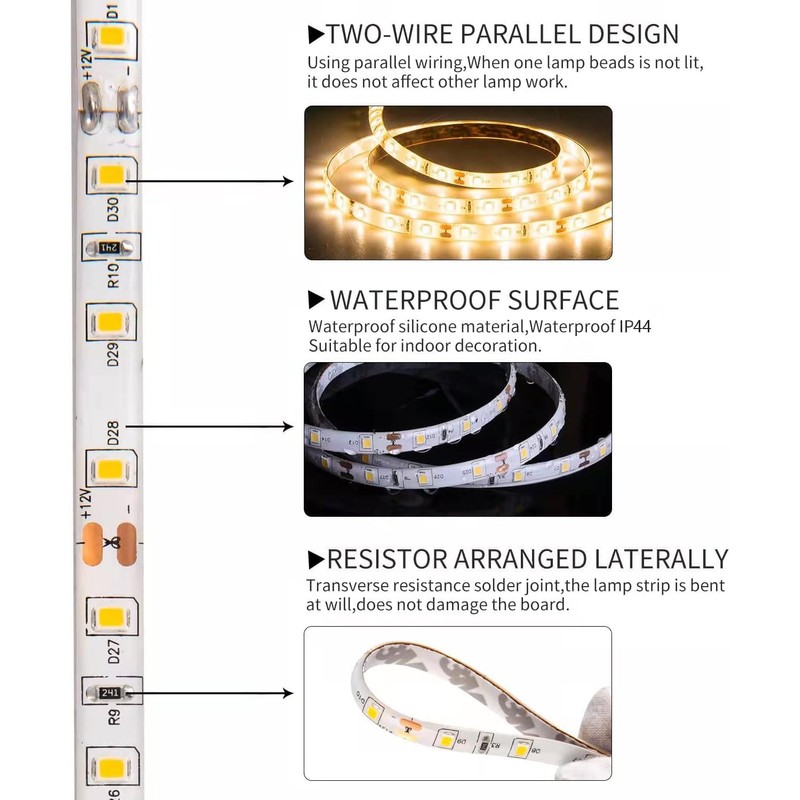 JUNWEN 50ft Warm White Led Strip Lights, 12V Waterproof Flexible