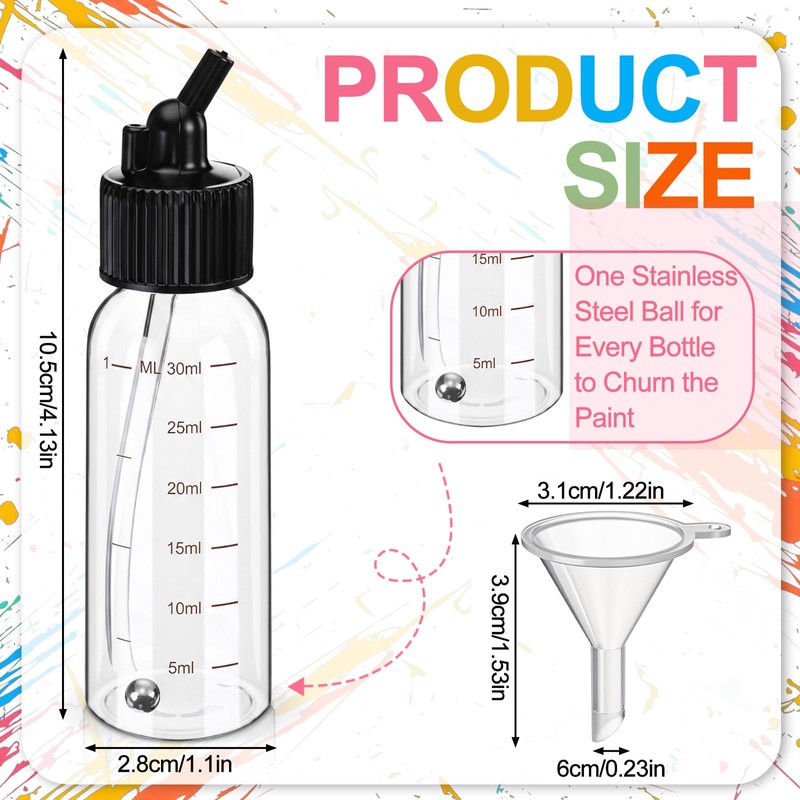 Singhoow 20 Set Airbrush Siphon Bottles 30cc Jars Plastic Paint