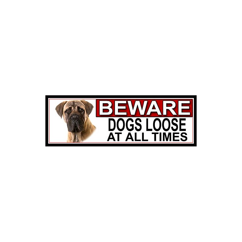 SHAWPRINT Bull Mastiff BEWARE DOGS LOOSE AT ALL TIMES METAL