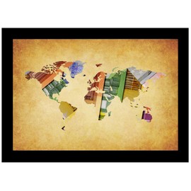 Money Gifts Wedding, World Map Money Gift Picture Frame, Travel Fund Money Gift, Wedding Gift Money with Writeable Poster for Wedding, Graduation, Travel, Holiday (16.8 x 23 cm)
