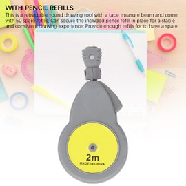 6ft Rotating Tape Measure Beam Compass, Rotate Tape Compass Circle Drawing Tool with 50Pcs Pencil Refill for Woodworking Decorative Design Industrial Drawing