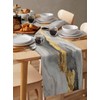 Grey Ombre Marble Table Runners 72 Inches Long, Golden Gray