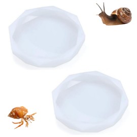 Snail Food and Water Bowl, Pet Snail Feeder, Small Reptile Food Dish Bowl Silicone Calcium Dish for Land Snails Lizard Gecko Bearded Dragon Chameleon and Hermit Crab (White, 2 Pcs)