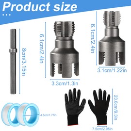 Lyreh 2pcs Integrated Internal & External Pipe Threading Tool, Steel 1/2'' & 3/4'' Internal External Water Pipe Threader for Electric Drilling Dual-Function Pipes Thread Cutting Tool for Home Repair