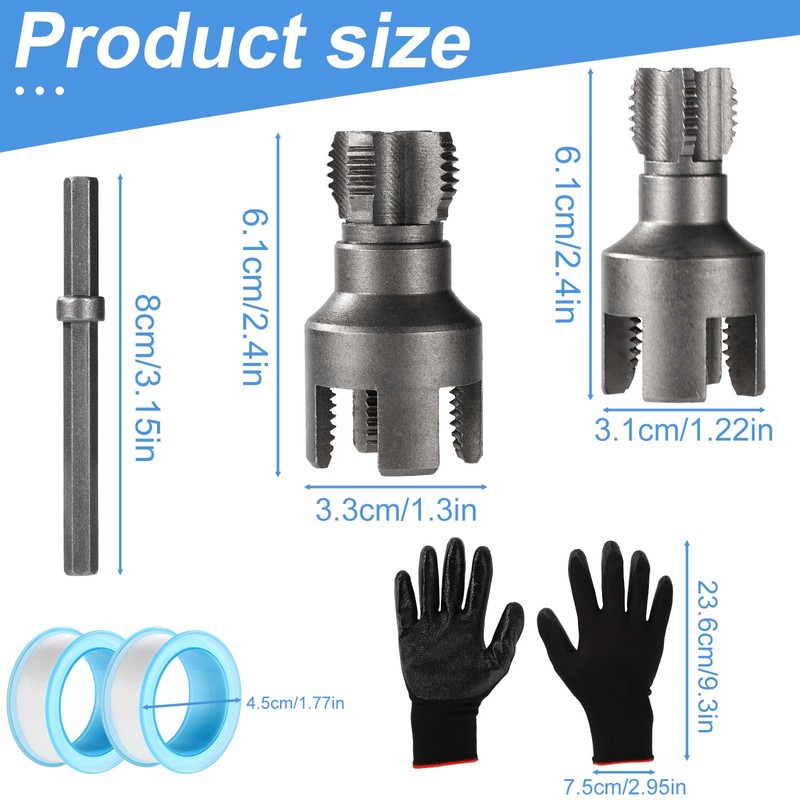 Lyreh 2pcs Integrated Internal & External Pipe Threading Tool, Steel