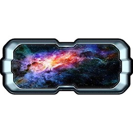 24" SpaceScape Colorful Space Nebula & Stars Wall Decal 3D Instant Star Ship Window Peel and Stick Vinyl Space Wall Art for Childrens Kids Room Decor - 10" Tall x 24" Wide