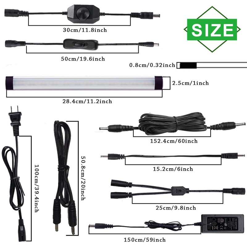 AIBOO LED Under Cabinet Lighting Kit, Plug in Strip Lights