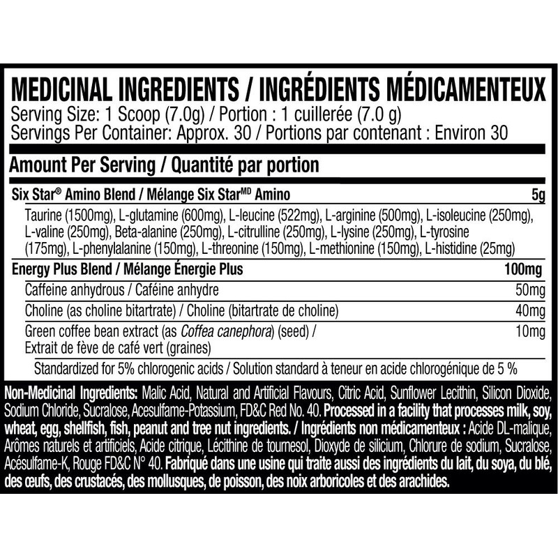 Six Star Amino Plus Energy, BCAA Powder & Energy, Fruit