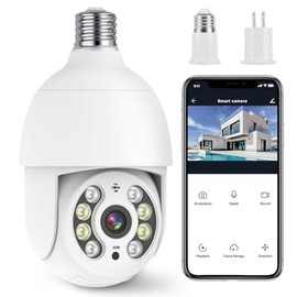 E T EASYTAO | Q05 Foco con Camara de Seguridad(Versión Impermeable Exterior), Camara de Foco, IP65 Impermeable, iCSee/Tris Home, Base E27, Visión Nocturna, Audio Bidireccional, Compatible con Alexa
