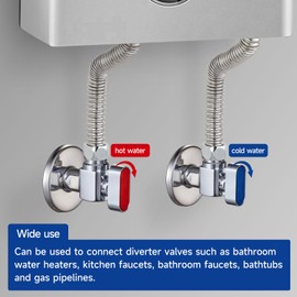 SUBMARINE Angle Stop Valve, Brass Material, 1/2'' Inlet and Outlet Caliber, 1/4 Turn Shut Off Valve, With 3/8'' Adapter, Hot and Cold Ball Valve, Suitable for Kitchen, Bathroom and Pipeline