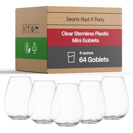 Smarty Had A Party Elegant Plastic Wine Glasses Disposable, Clear Disposable Cups, Durable Disposable Cocktail Cups, Party Cups (32 Glasses (16 oz Wine Glasses) Clear with Gold)