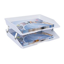 Acrimet Facility 2 Tier Letter Tray Side Load Plastic Desktop File Organizer (White Color)