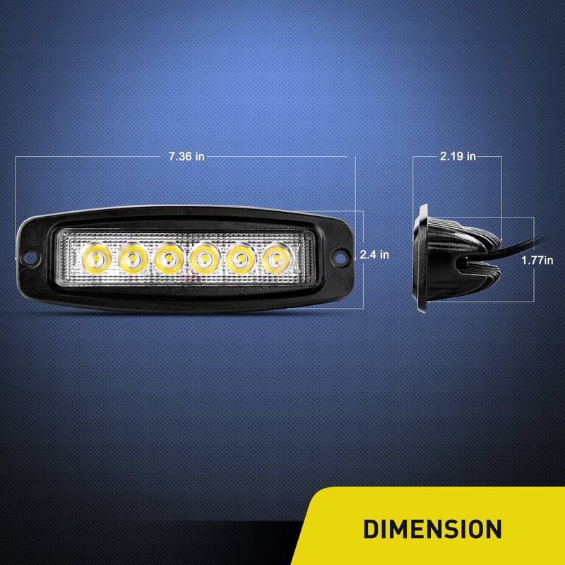 Nilight LED Pods Flush Mount 2Pcs 18W 7.3Inch Spot Offroad