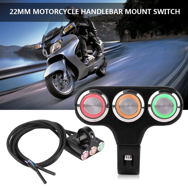 Qiilu Handlebar Switch 22 mm Motorcycle Handlebar Switch Headlight Hazard