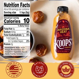 Koops' Dusseldorf & Arizona Heat Mustard - German-Style Bratwurst Mustard, Sweet and Spicy Mustard, Gluten-Free, Kosher, Made in USA, From Quality Mustard Seeds - 12 Oz, Pack of 2