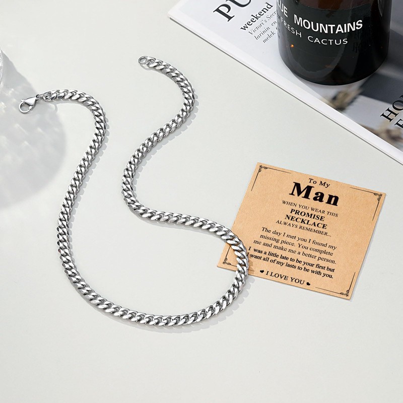 PINKDODO Gifts for Men Cuban Link Chain Necklace Anniversary Mens