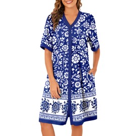 Bloggerlove Nightgowns for Women Plus Size 100% Cotton Night Dress with Button Long Muumuu Night Gowns