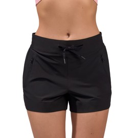 90 Degree By Reflex Stretch Woven Lightweight Walking Shorts with Side Pockets - Black Zipper Pocket - XS