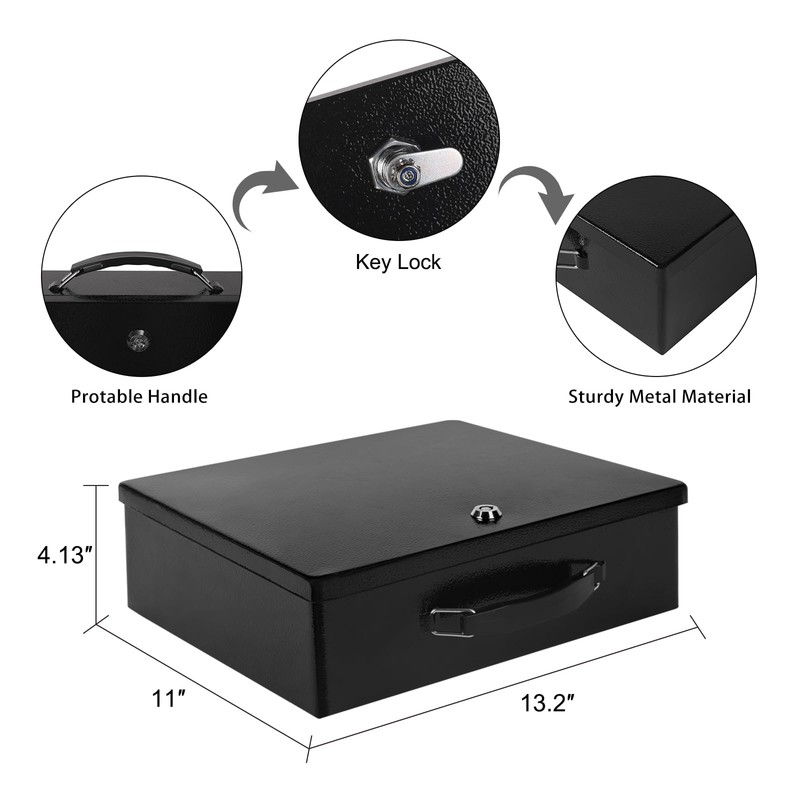 Fireproof Document Box, Fire Resistant Safe Box with Key Lock