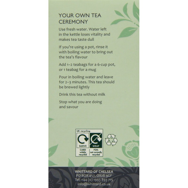 Whittard of Chelsea Green Jasmine Teabags (Pack of 1, Total