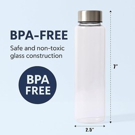 BOROKRAFT Glass Bottles 16 oz Borosilicate 4 Pack Glass Water Bottles with Lids Juicing Bottle Reusable for Juicing Smoothies, Infused Water, Beverage Storage