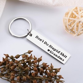 Delujouberst Don'T Do Stupid Shit Keychain Teen Boy Girl Stocking Stuffers 2025 Early Christmas Gift Ideas for Grandson Granddaughter Don'T Do Stupid Sht Keychain Best White Elephant Gift