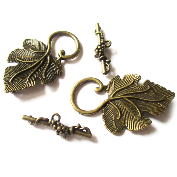 Brass Heavy Duty Jewelry Clasps Grape Leaves Clasp Toggle Findings Jewelry Making 16 Set