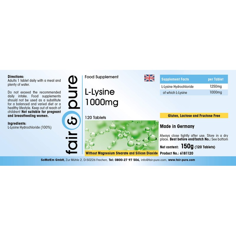 Fair & Pure® - L-Lysine Tablets - 1000 mg -