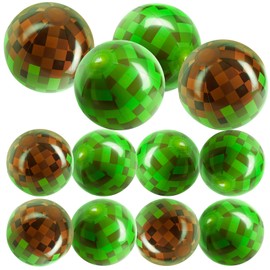 RXLWYUNLAE 12 Pcs 8 Inch 12 Inch Inflatable Beach Balls Bulk, Green Pixel Swimming Pool Toys Pixel Themed Pool Party Outdoor Summer Games & Pool Party Decorations