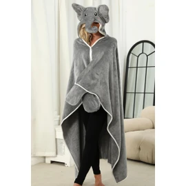 CWDGAGANB Elephant Gifts for Women Wearable Hooded Blanket Soft Cute Warm Fluffy Panda Hooded Blanket