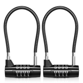 ORIA 4 Digit Combination Padlock, Long Gate Lock with Lengthened Steel Cable, Resettable Code, Waterproof Luggage Travel Lock for Luggage, Gym Locker, Toolbox, Cabinet - 2 Pack