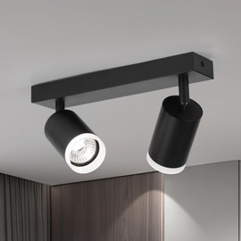 FORCOSO Deckenstrahler Schwenkbar 350°, 2 Flammig Deckenlampe Schwarz Spotlight, GU10 Spots Deckenleuchte, Blendfrei Strahler Innen Lampe Decke, Wohnzimmer Schlafzimmer Küche