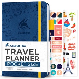 Clever Fox Travel Journal Pocket – Vacation & Road Trip Itinerary Planner Organizer & Traveling Memory Diary – Small Traveler Notebook (Mystic Blue)