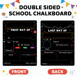 First Day of School Board Sign for All Grades Student and Last Day of School Chalkboard Photo Prop Back