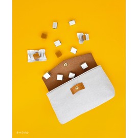 Cosmetic Pouch, Genuine Leather, Canvas, Made in Japan, Women's Brand, Italian Leather, Grand Claire (Caramel)