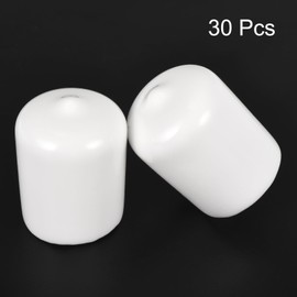 QUARKZMAN Pack of 30 Rubber End Caps 22 mm Plastic Cap Rubber Caps Protective Caps Cover Foot Caps for Chair Legs Table Legs Screws Bolts Thread Metal Rods Pipe Fence Posts White