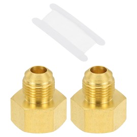 PATIKIL Brass Flare Tube Fitting Coupling, 2pcs 3/8" Male Flare x 1/2" Female NPT Thread Brass Pipe Fitting Union Connector Adapter Coupler Reducer with PTFE Tape for Propane, Fuel System