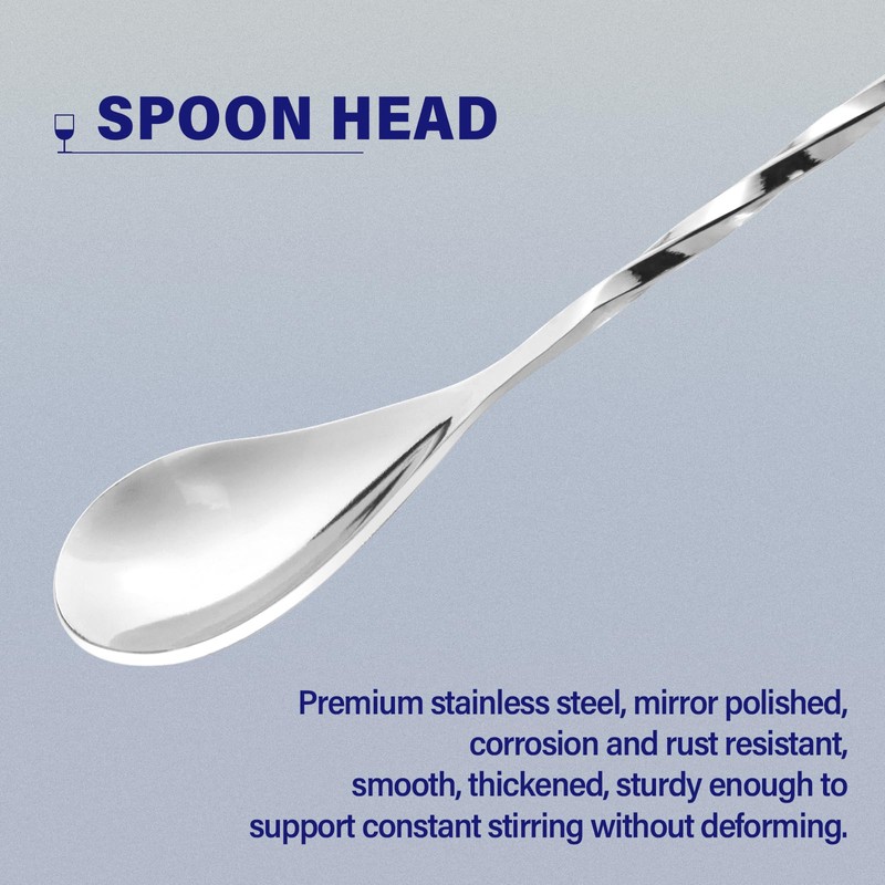 BRIOUT 2 Pcs Bar Spoon, 12 Inches Long Handle Drink