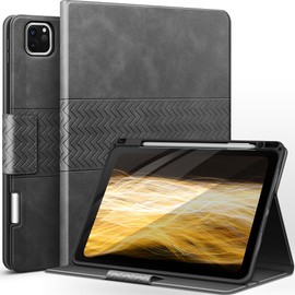 AUAUA AUAUA Case for iPad Pro 11 Inch 4th/3rd/2nd/1st Generation 2022/2021/2020/2018 with Pencil Holder, Auto Sleep/Wake, Adjustable Angle, Shockproof, PU Leather (Gray)