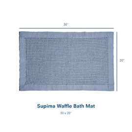 ONSEN Supima Cotton Waffle Bath Mat – Bathroom Rug, Washable Rug, Bathroom Floor Mat – Ultra-Absorbent, Quick-Dry, Soft & Durable Luxury Cotton - Denim, 20x30 in