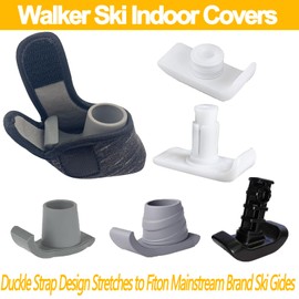 BIVIKEY 4PCS Walker Ski Glide Covers|Set Foldable Walker Accessories Easy-to-Remove Replacement Sliders | Silent Indoor Sliders GlidePads Made from Durable Oxford Fabric Dark Gray